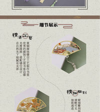 Elegant Chinese Style Metal Folding Fan Bookmark - Intricate Design for Book Lovers