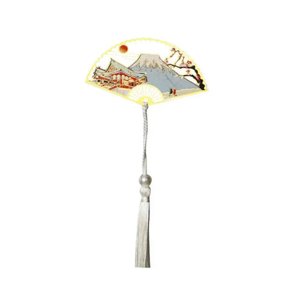 Elegant Chinese Style Metal Folding Fan Bookmark - Intricate Design for Book Lovers