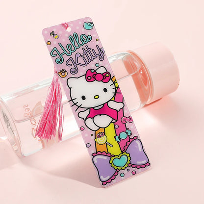 Sanrio Series Tassel Bookmarks Cute Hello Kitty & Kuromi Anime Acrylic Bookmarks by MINISO