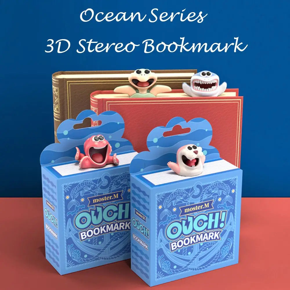 Creative 3D Stereo Cartoon Sea Animal Bookmarks - Octopus & Lobster | Durable PVC Stationery