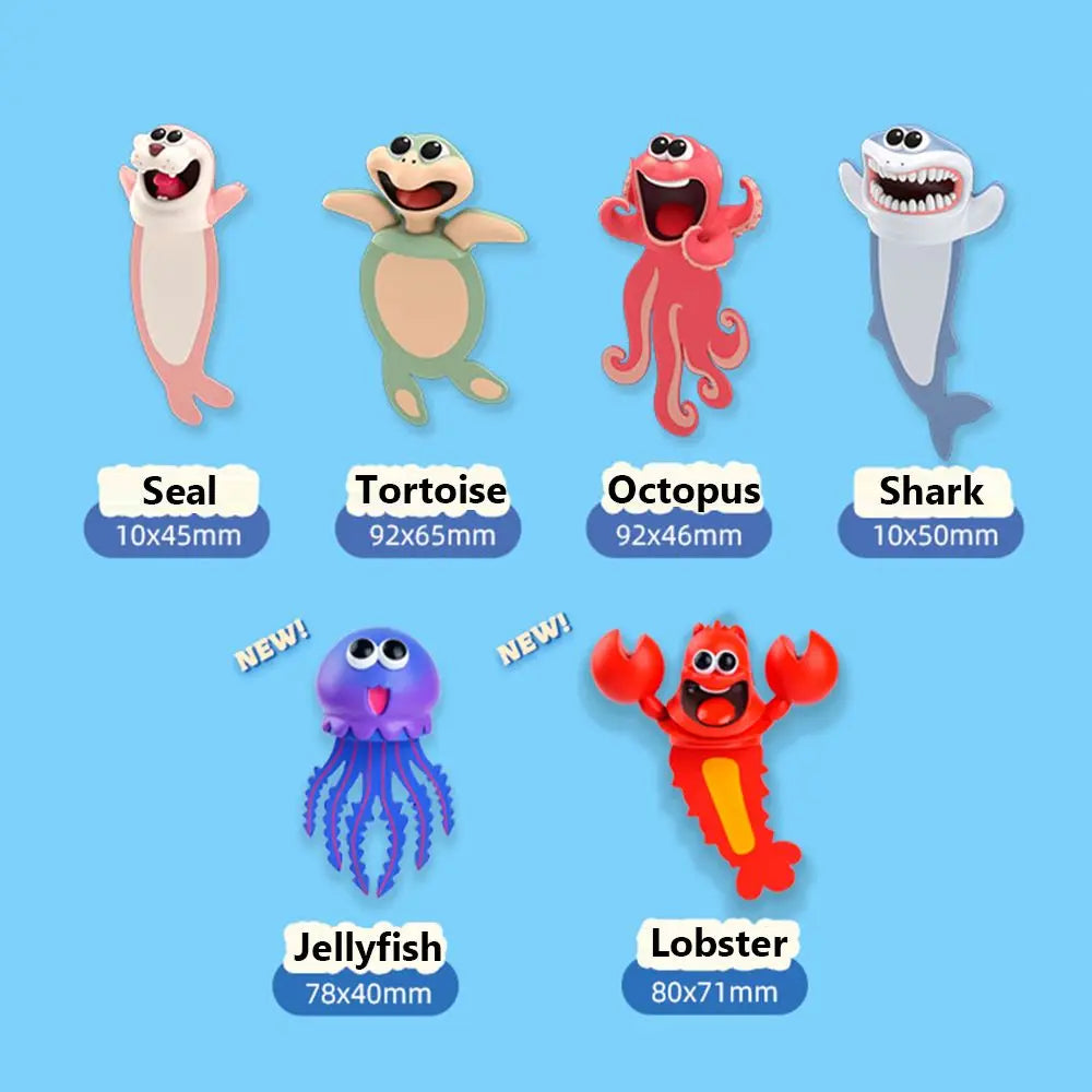 Cartoon Sea Animal Bookmarks PVC 3D Octopus & Lobster Design, Durable & Waterproof, Perfect for Students & Book Lovers