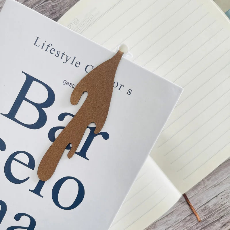 Cute Spilled Coffee Corner Bookmark Durable Plastic & Leather, Fun & Quirky Design, Perfect for Students & Book Lovers