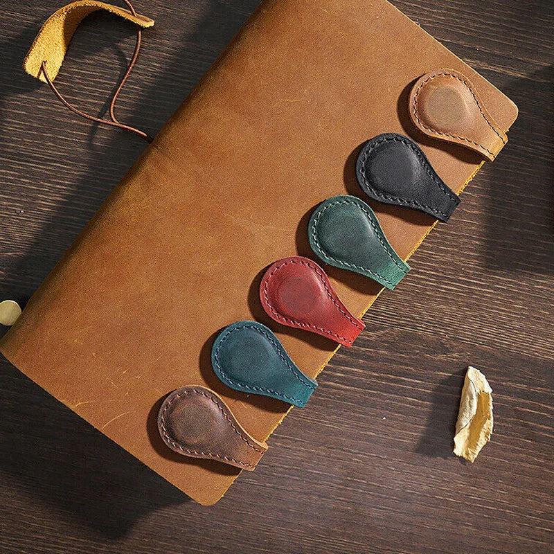 Magnetic Leather Bookmark - Double-Sided Magnetic Buckle, Vintage Book Page Divider & Clip, Durable Stationery Accessory