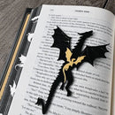 Black and Gold Dragon Bookmark with Sun and Clouds Pattern - Durable PLA Fantasy Page Holder