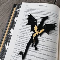 Black and Gold Dragon Bookmark with Sun and Clouds Pattern - Durable PLA Fantasy Page Holder