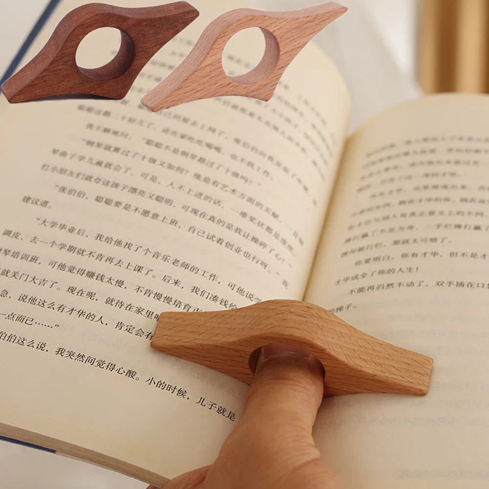 Wooden Thumb Bookmark Ergonomic One-Hand Reading Support, Durable & Lightweight, Perfect for Fast Reading & Multitasking