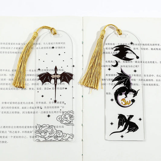 Anime Black Dragon Bookmarks Durable Acrylic & PP, Intricate Fantasy Design, Perfect Gift for Book Lovers & Anime Fans