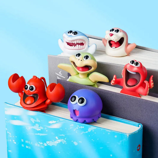 Cartoon Sea Animal Bookmarks PVC 3D Octopus & Lobster Design, Durable & Waterproof, Perfect for Students & Book Lovers