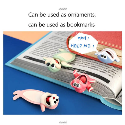 Creative 3D Stereo Cartoon Sea Animal Bookmarks - Octopus & Lobster | Durable PVC Stationery