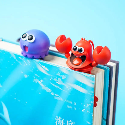 Cartoon Sea Animal Bookmarks PVC 3D Octopus & Lobster Design, Durable & Waterproof, Perfect for Students & Book Lovers