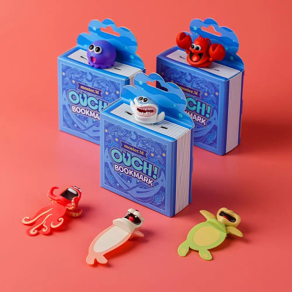 Cartoon Sea Animal Bookmarks PVC 3D Octopus & Lobster Design, Durable & Waterproof, Perfect for Students & Book Lovers