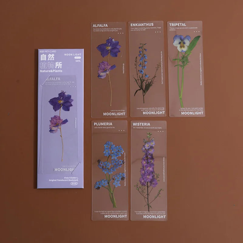 Doculassy PVC Retro Flower Leaves Series Transparent Bookmarks Vintage Floral Design, Durable & Elegant, Perfect for Book Lovers & Gifting