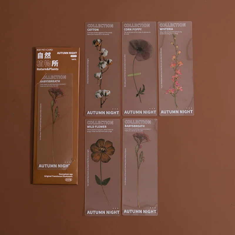 Doculassy PVC Retro Flower Leaves Series Transparent Bookmarks Vintage Floral Design, Durable & Elegant, Perfect for Book Lovers & Gifting