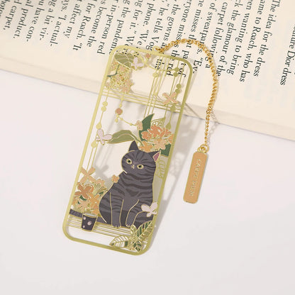 Lovely Cat Bookmark Metal Bookmark Brass Metal Classical Cute Style Student Gift Cultural and Creative Hollow Bookmark