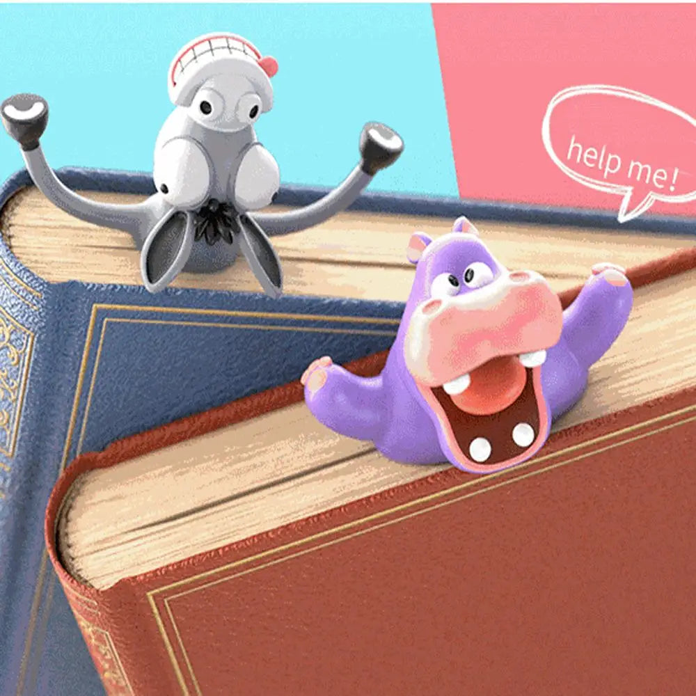 Creative 3D Stereo Cartoon Sea Animal Bookmarks - Octopus & Lobster | Durable PVC Stationery