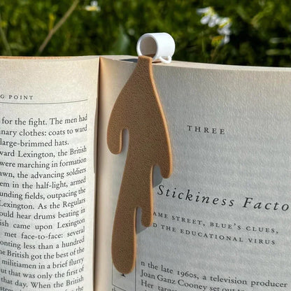 Cute Spilled Coffee Corner Bookmark Durable Plastic & Leather, Fun & Quirky Design, Perfect for Students & Book Lovers