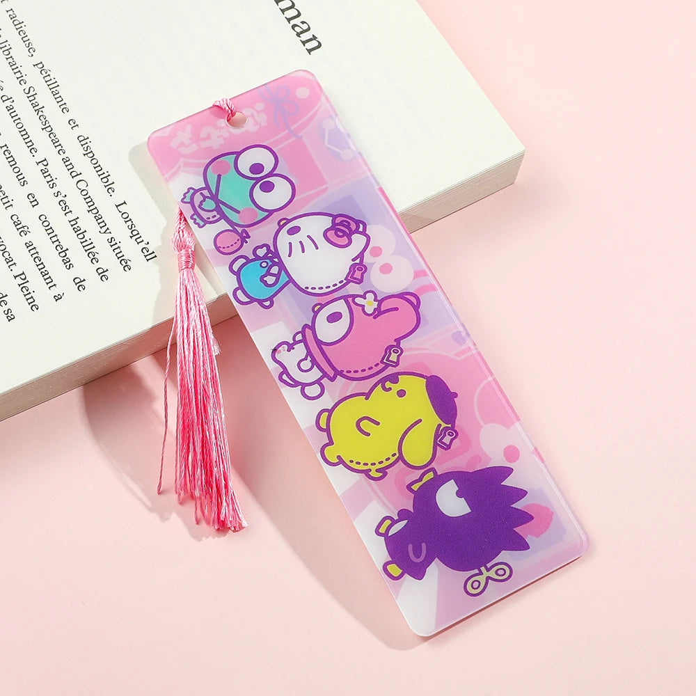 Sanrio Series Tassel Bookmarks Cute Hello Kitty & Kuromi Anime Acrylic Bookmarks by MINISO