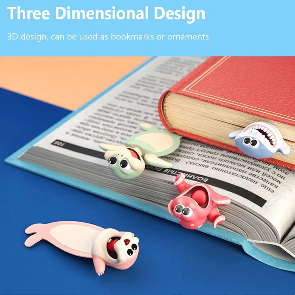 Cartoon Sea Animal Bookmarks PVC 3D Octopus & Lobster Design, Durable & Waterproof, Perfect for Students & Book Lovers